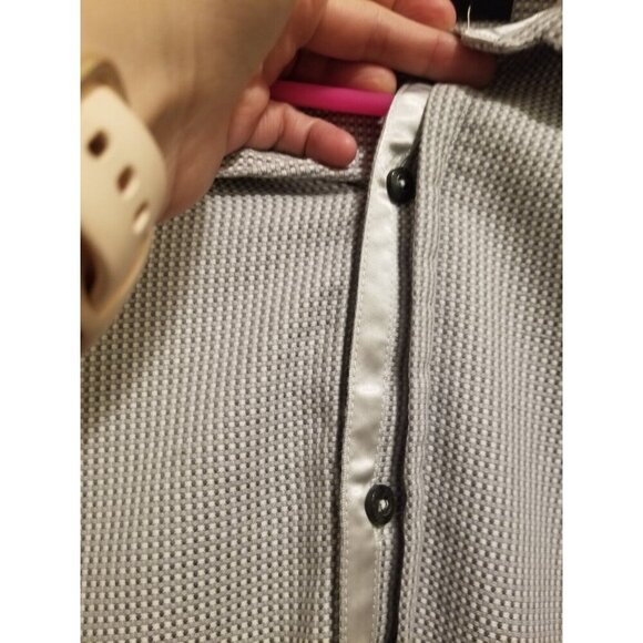 Sean John Tailored Fit Mens Long Sleeve Dress Shirt XXXL Metallic Silver Checker - Picture 9 of 10